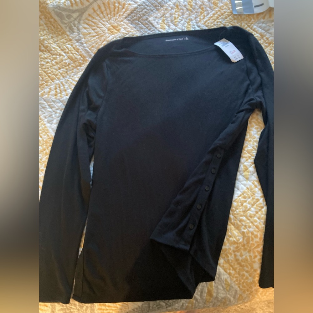 New with tags!Black Long Sleeve Abercrombie and Fitch with Button Detail